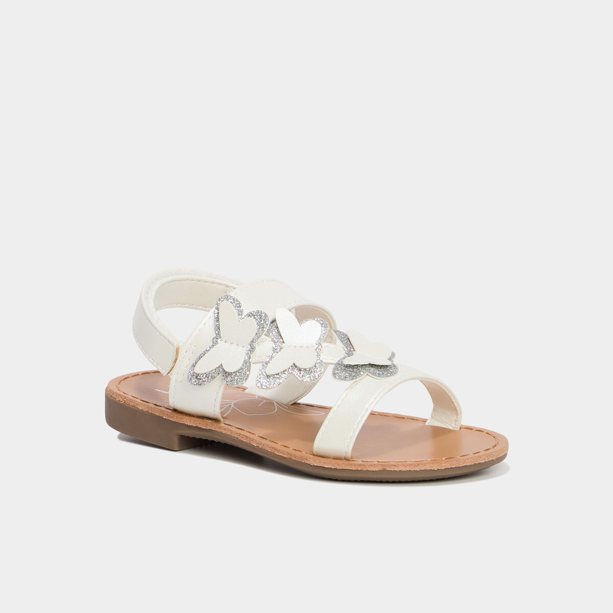 Sandales papillons pailletés blanc fille