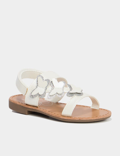 Sandales papillons pailletés blanc fille