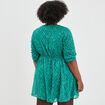 Robe patineuse fils métallisés col en V vert femme grande taille