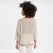 Pull ajouré effet crochet manches 3/4 beige femme