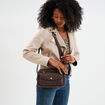 Sac pochette avec poche à rabat marron foncé femme