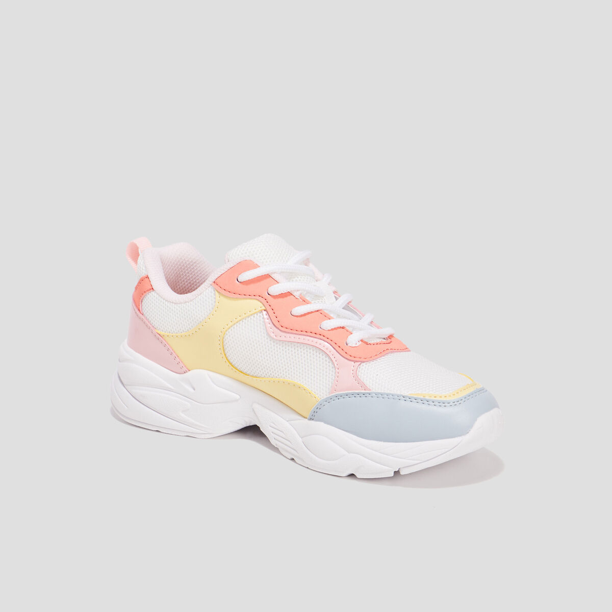 Baskets running à lacets jaune pastel fille