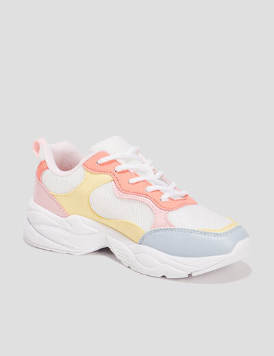 Baskets running à lacets jaune pastel fille
