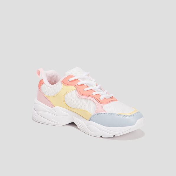 baskets running a lacets jaune pastel fille Baskets running à lacets jaune pastel fille