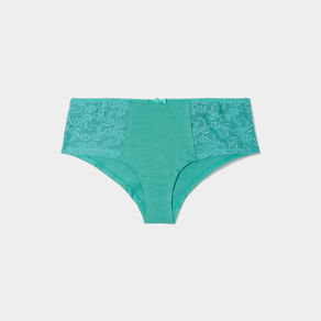 shorty en coton avec dentelle vert menthe femme Shorty en coton avec dentelle vert menthe femme
