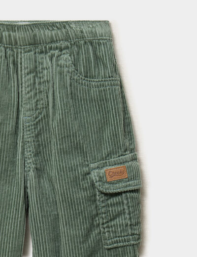 Pantalon effet velours c&ocirc;tel&eacute; vert &eacute;meraude b&eacute;b&eacute; gar&ccedil;on