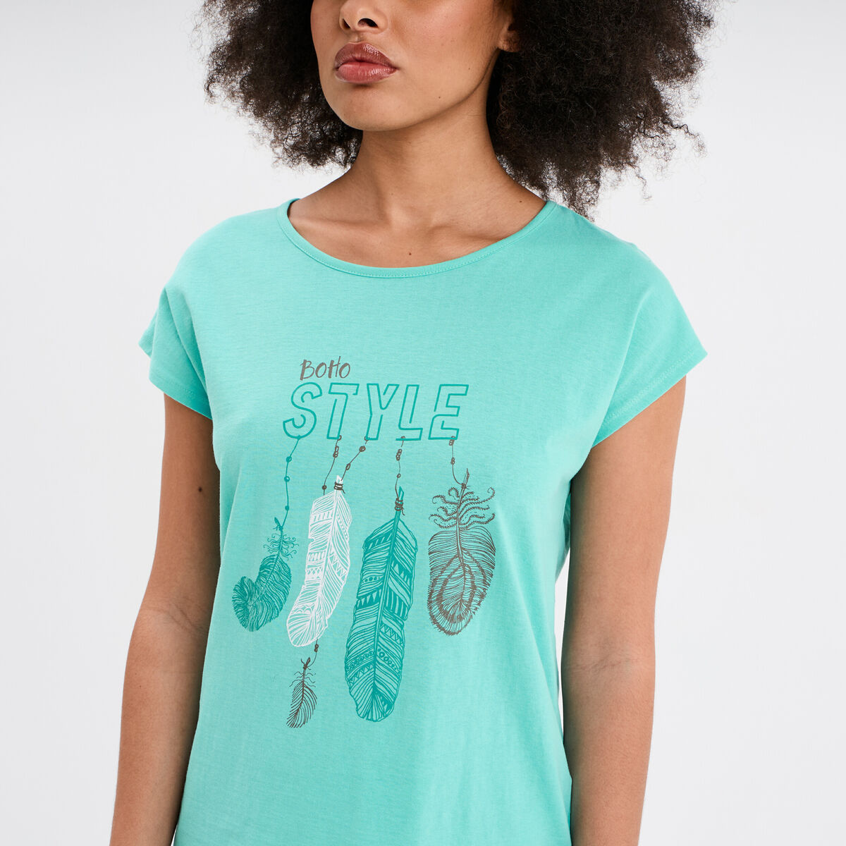 Ensemble pyjama short et t-shirt coton bleu turquoise femme
