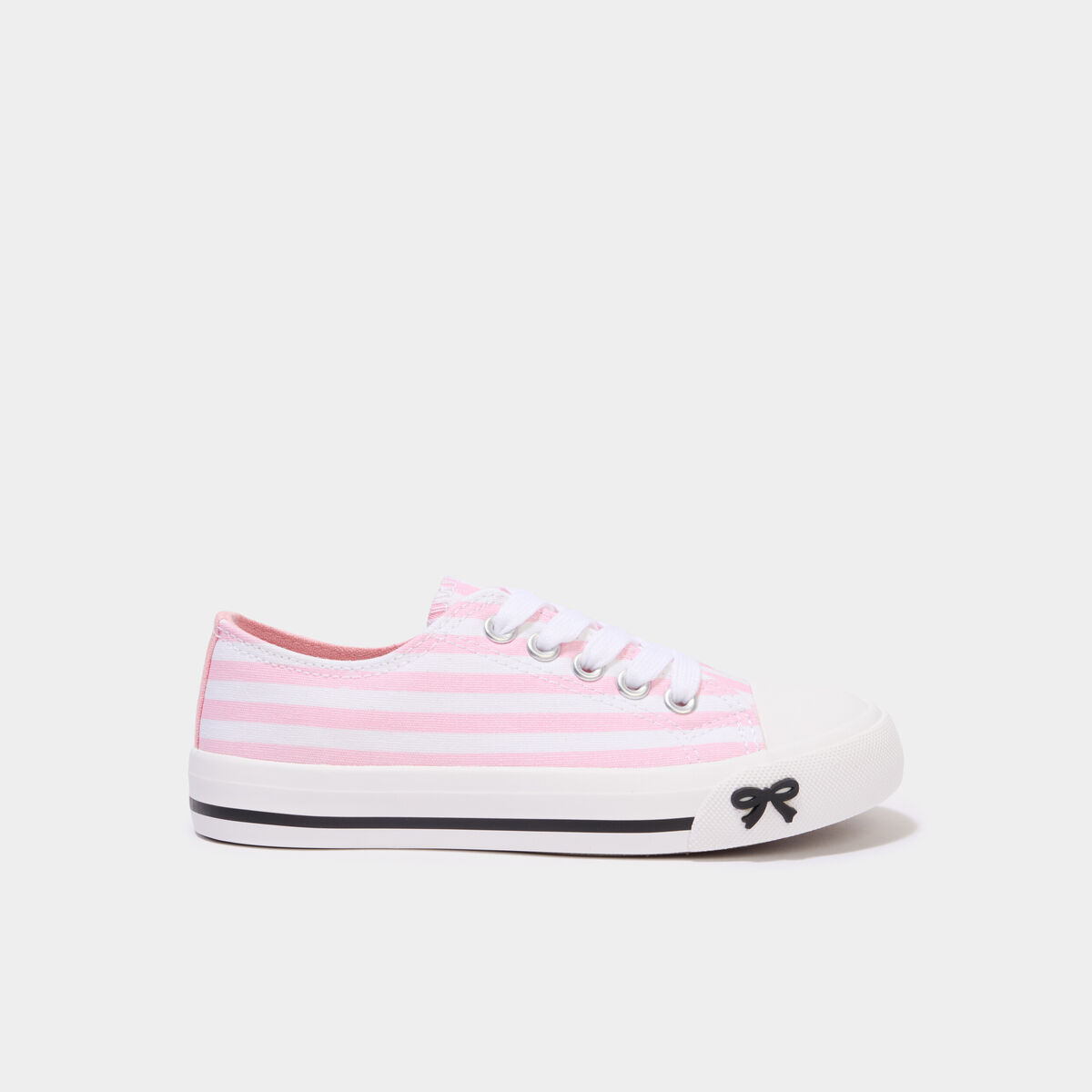 Tennis basses en toile bout renforc&eacute; rose fille
