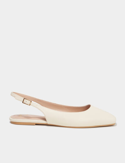Ballerines slingback bouts carrés blanc femme