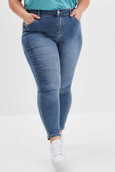 Jeans slim taille haute 7/8ème denim stone femme grande taille