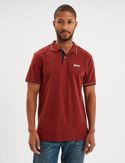 Polo avec broderie poitrine coton Creeks rouge foncé homme