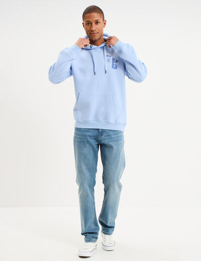Sweat hoodie molleton 1 poche Pok&eacute;mon bleu homme