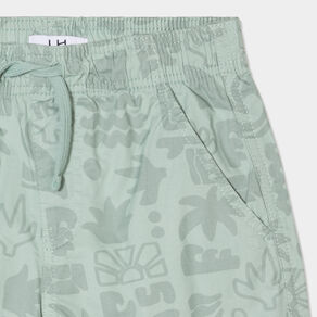 Short bermuda droit taille élastiquée vert kaki garçon