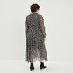 Robe longue évasée manches longues noir femme grande taille