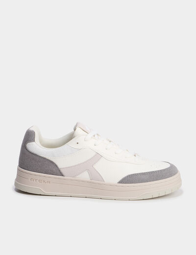 Tennis basses &agrave; lacets semelle plate gris homme