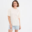 T-shirt col rond manches courtes coton ecru femme