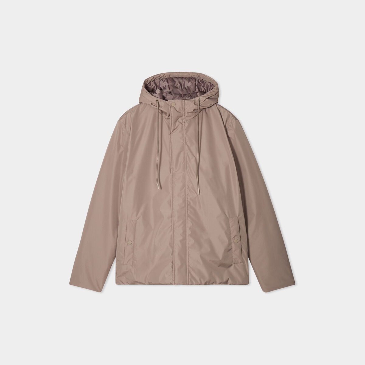 Blouson &agrave; capuche d&eacute;perlant taupe homme