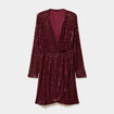 Robe &agrave; sequins manches longues rouge fonc&eacute; femme