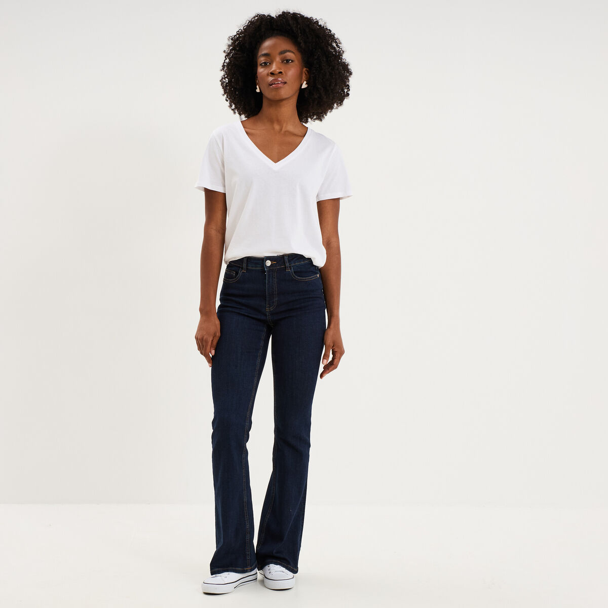 Jeans flare 5 poches denim brut femme