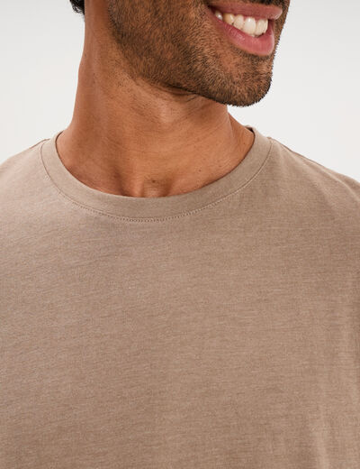 T-shirt droit en coton manches courtes taupe homme