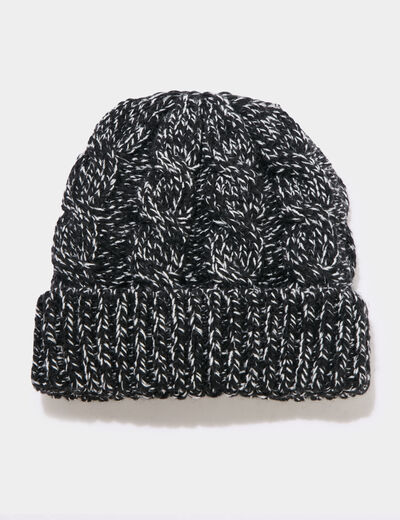 Bonnet tricot&eacute; noir gar&ccedil;on
