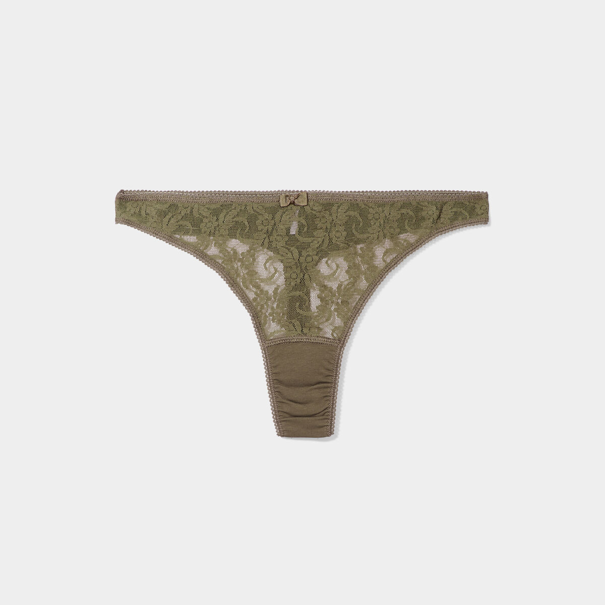 String avec dentelle vert kaki femme
