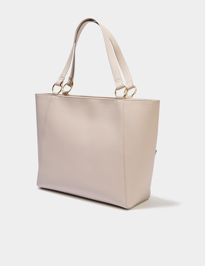 Sac cabas avec porte-cartes ivoire femme