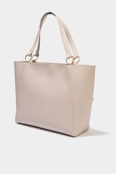 Sac cabas avec porte-cartes ivoire femme