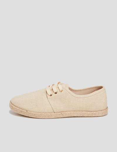 Derbies en toile à lacets jaune or femme