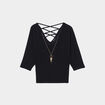T-shirt à bijoux manches amples noir femme