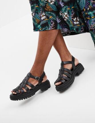 Sandales semelles crantées noir femme