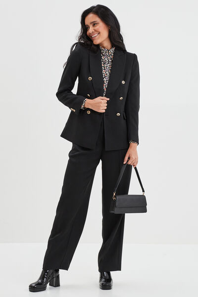 Pantalon cigarette avec pinces noir femme