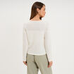 T-shirt ajour&eacute; avec noeud devant ecru femme