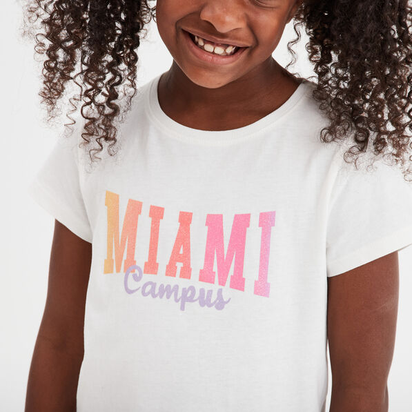 t shirt col rond manches courtes coton ivoire fille T-shirt col rond manches courtes coton ivoire fille