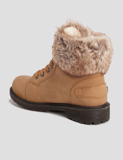 Bottines avec fausse fourrure sable femme