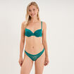Tanga en dentelle doublure coton vert turquoise femme