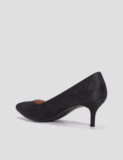 Escarpins &agrave; talons paillet&eacute;s noir femme