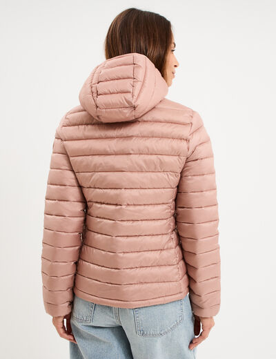 Doudoune l&eacute;g&egrave;re d&eacute;perlante &agrave; capuche vieux rose femme