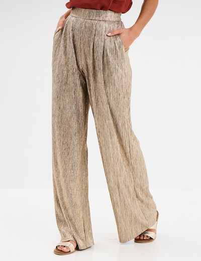Pantalon fluide large jaune or femme