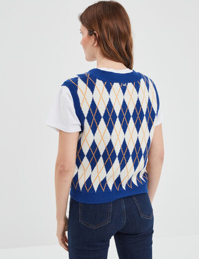 Pull sans manches col en V Creeks bleu electrique femme