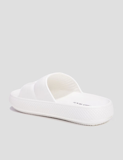 Mules compensées matelassés Wamea Beach blanc femme