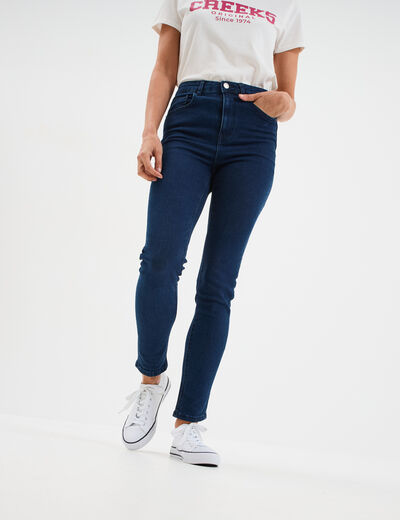 Jeans skinny taille haute denim brut femme