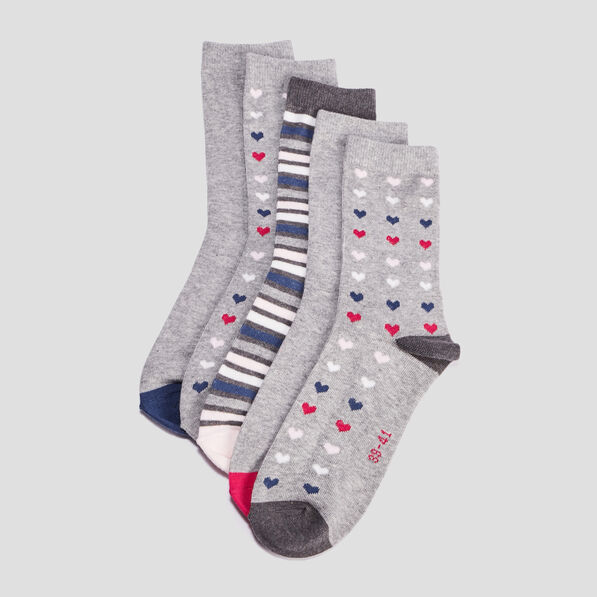 Lot 5 paires chaussettes gris femme