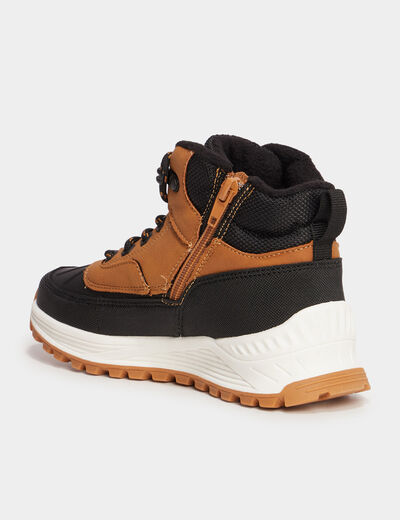 Bottines doublées zippées Trappeur jaune garçon