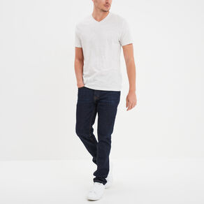 T-shirt droit col V ecru homme