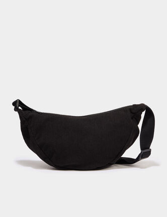 Sac banane effet velours c&ocirc;tel&eacute; noir femme