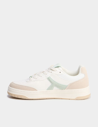 Tennis basses &agrave; lacets vert femme