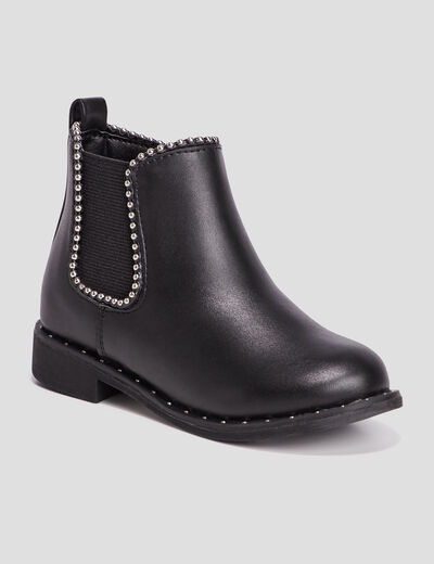 Bottines chelsea zippées à clous noir fille
