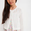 Gilet court manches longues coton ivoire fille