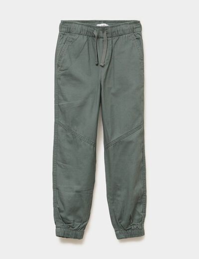 Pantalon jogger chaud doubl&eacute; coton vert kaki gar&ccedil;on